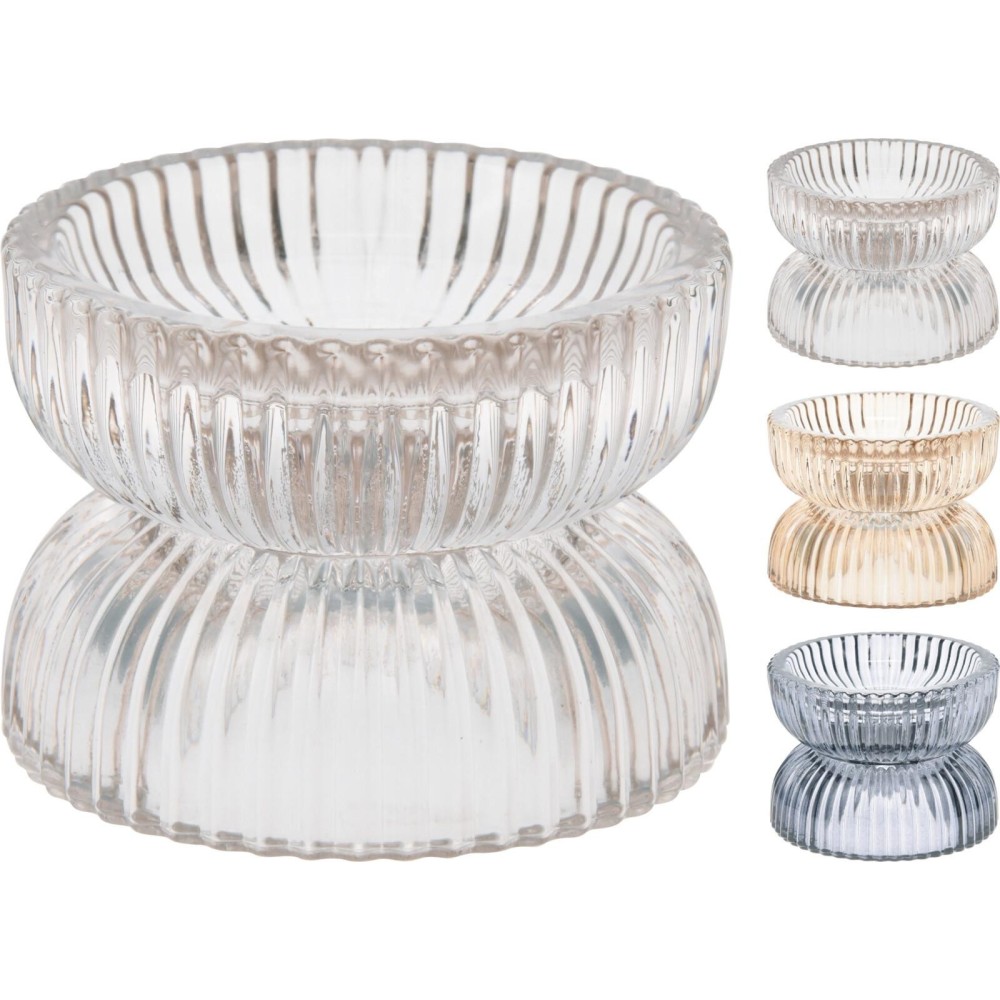 PORTACANDELA VETRO 7X6CM 3ASS